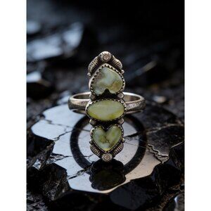 NWT Artisan Palomino Sterling Silver Statement Ring Trio Gemstone Adj gift 5.6g